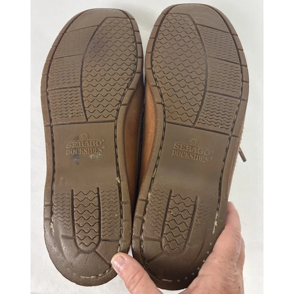 Sebago Docksides Waxed Leather Boat Shoes Schooner Mens 11N Brown Preppy